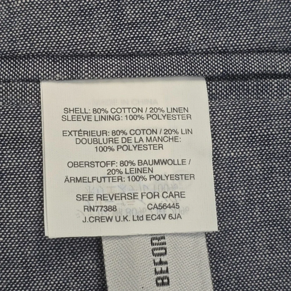J.Crew Ludlow Somelos Blazer Men's 40R Gray-Blue Linen Blend 2-Button